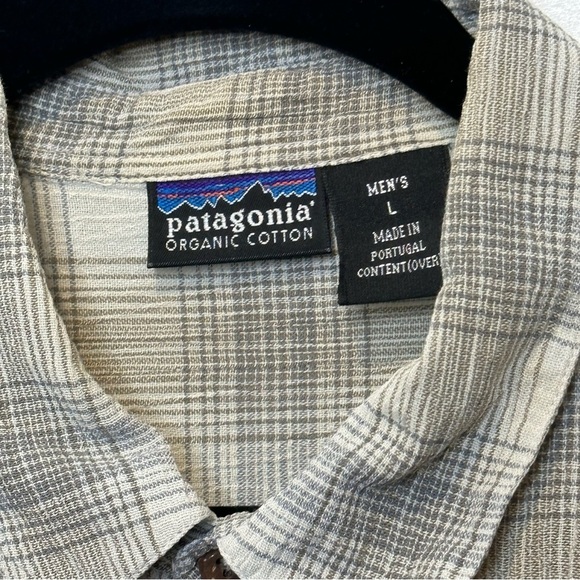 PATAGONIA ORGANIC COTTON MENS SHORT SLEEVE PLAID/CHECK BUTTON DOWN‎ SZ LARGE - Picture 4 of 4